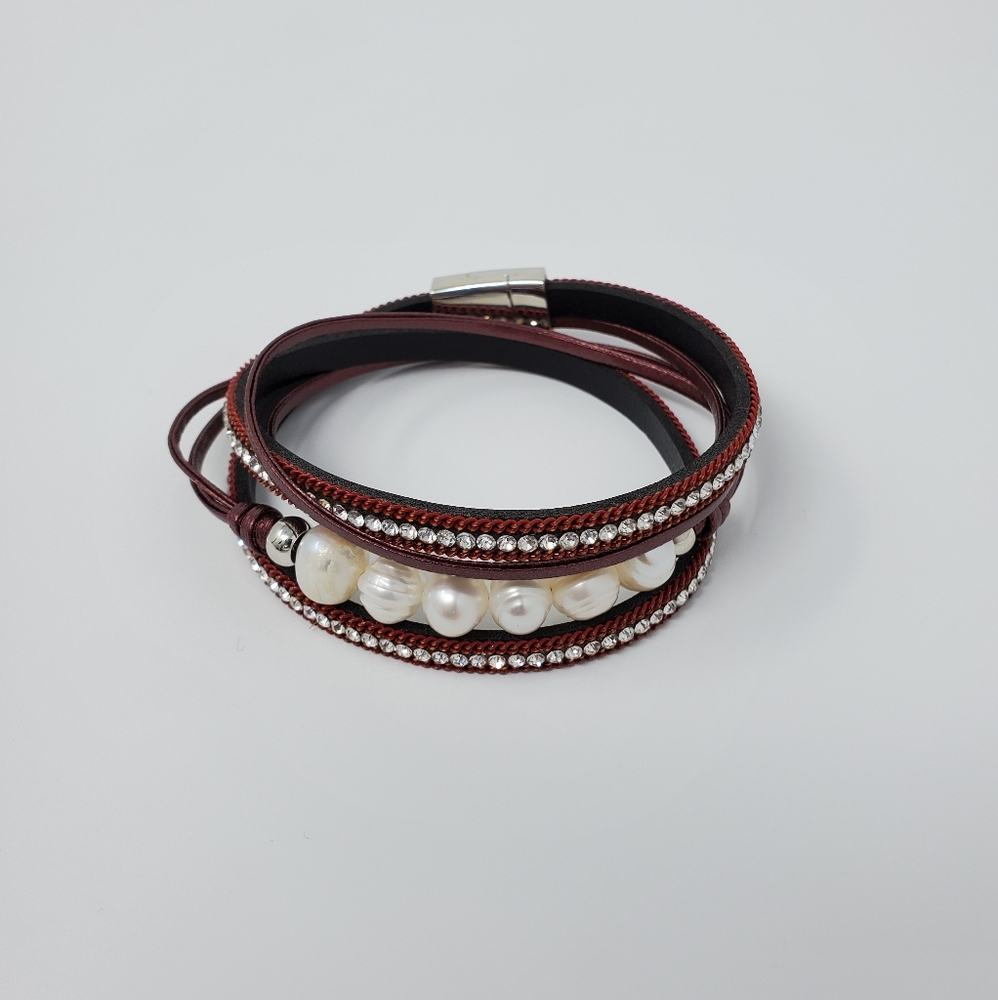 Burgundy Double-wrapped Bracelet